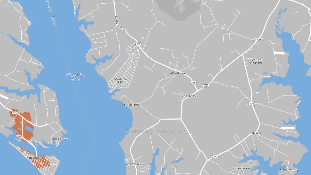 Bike Grade map of Longview Beach, MD