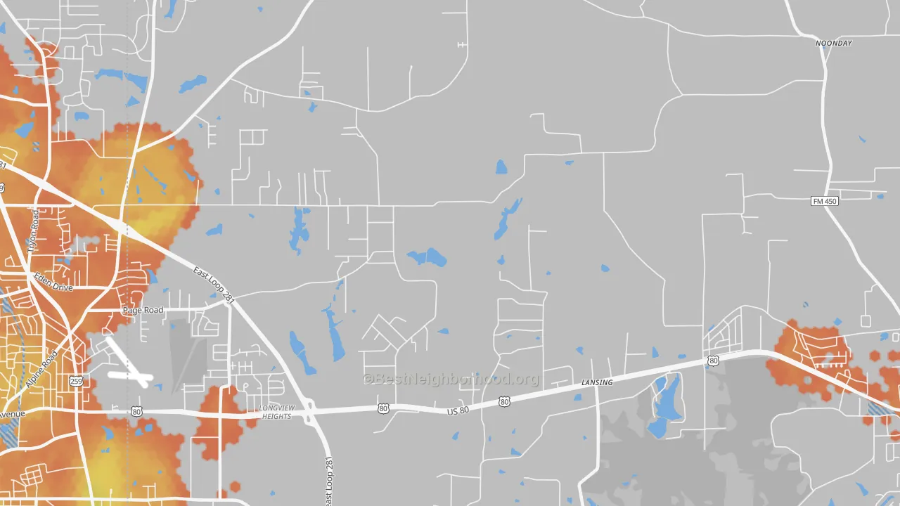 Bike Grade map of Longview Heights, TX