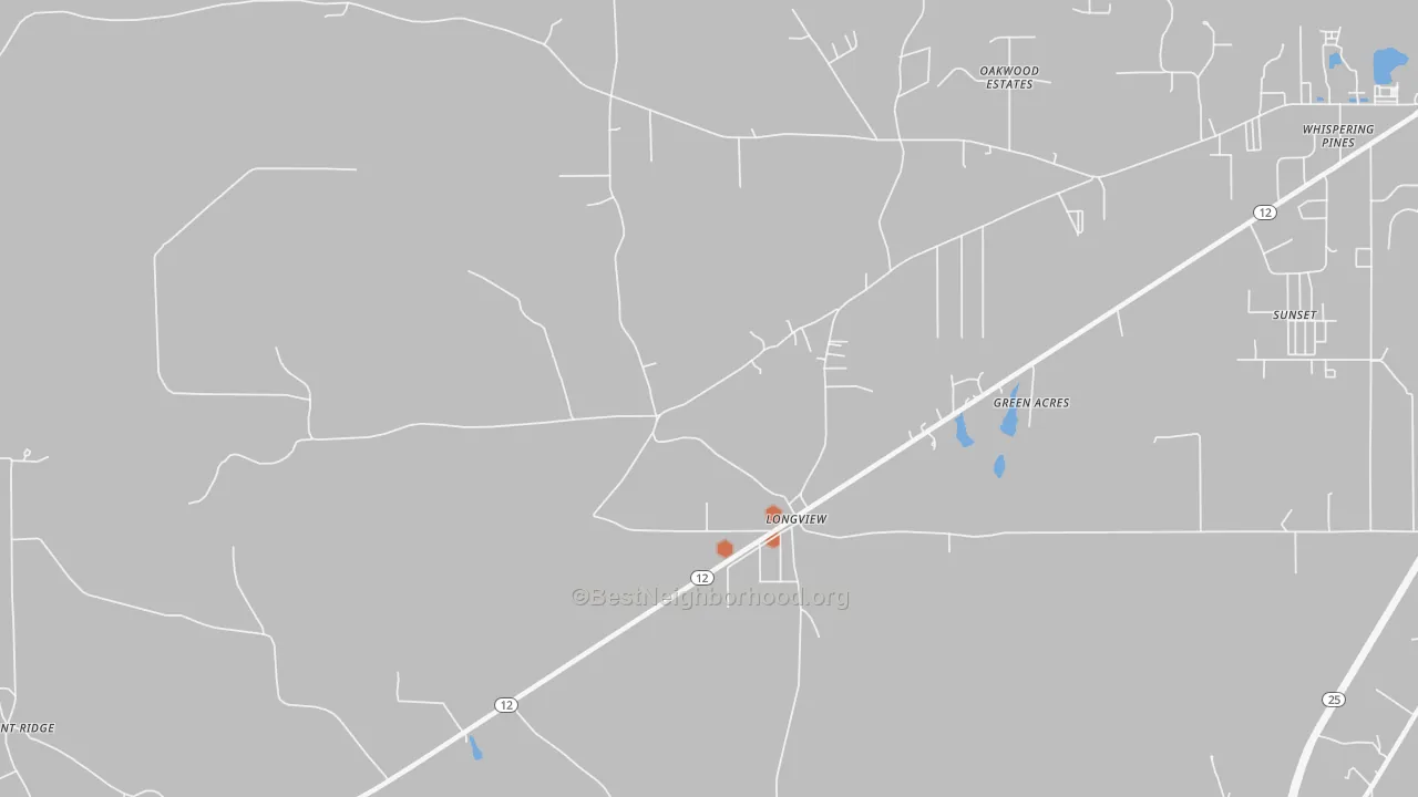 Bike Grade map of Longview, MS