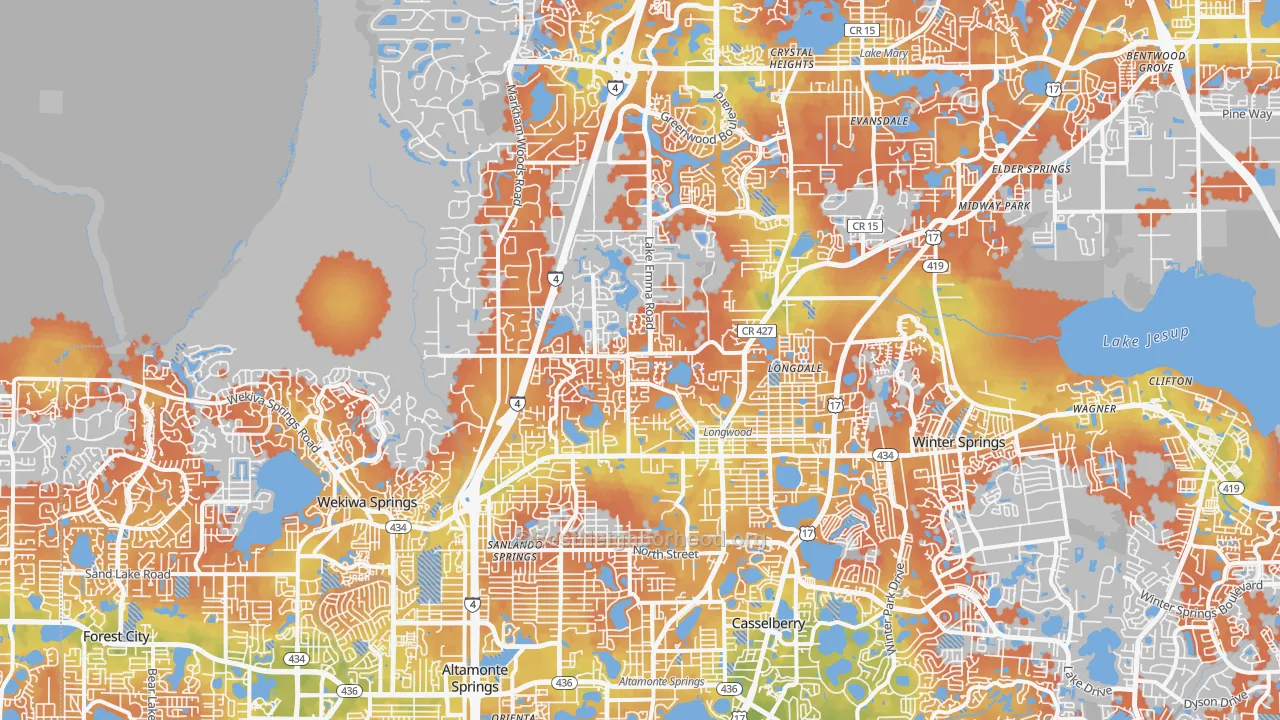 Bike Grade map of Longwood, FL