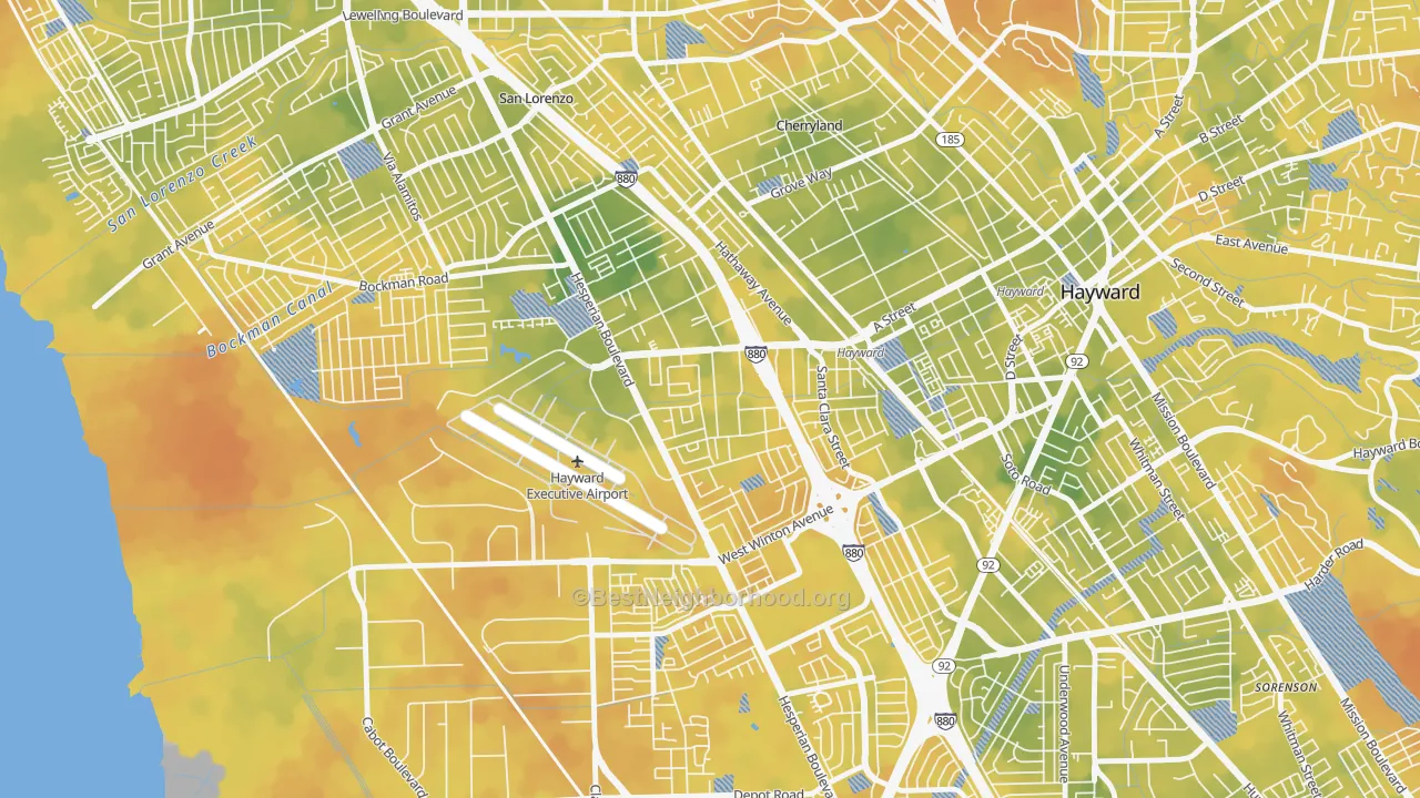 Bike Grade map of Longwood-Winton Grove, Hayward, CA