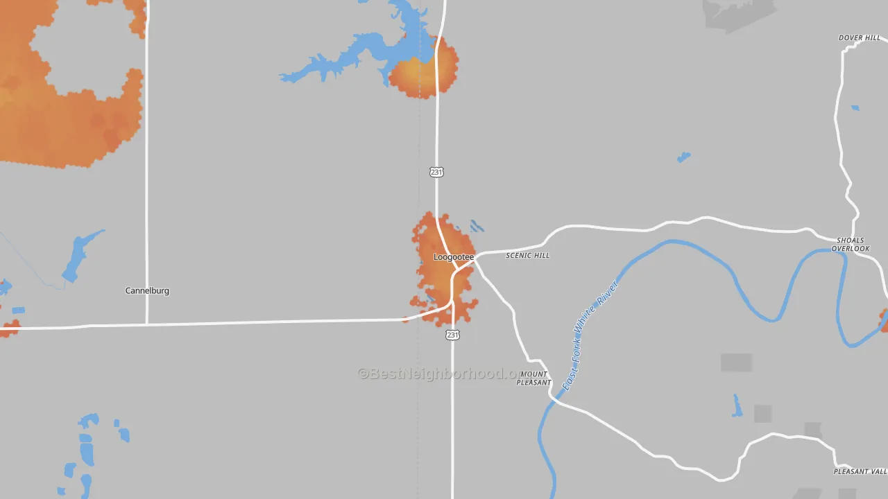 Bike Grade map of Loogootee, IN