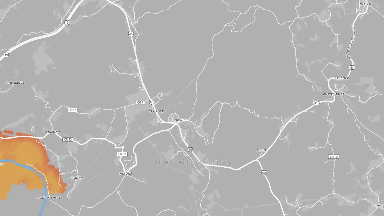 Bike Grade map of Lookout, WV