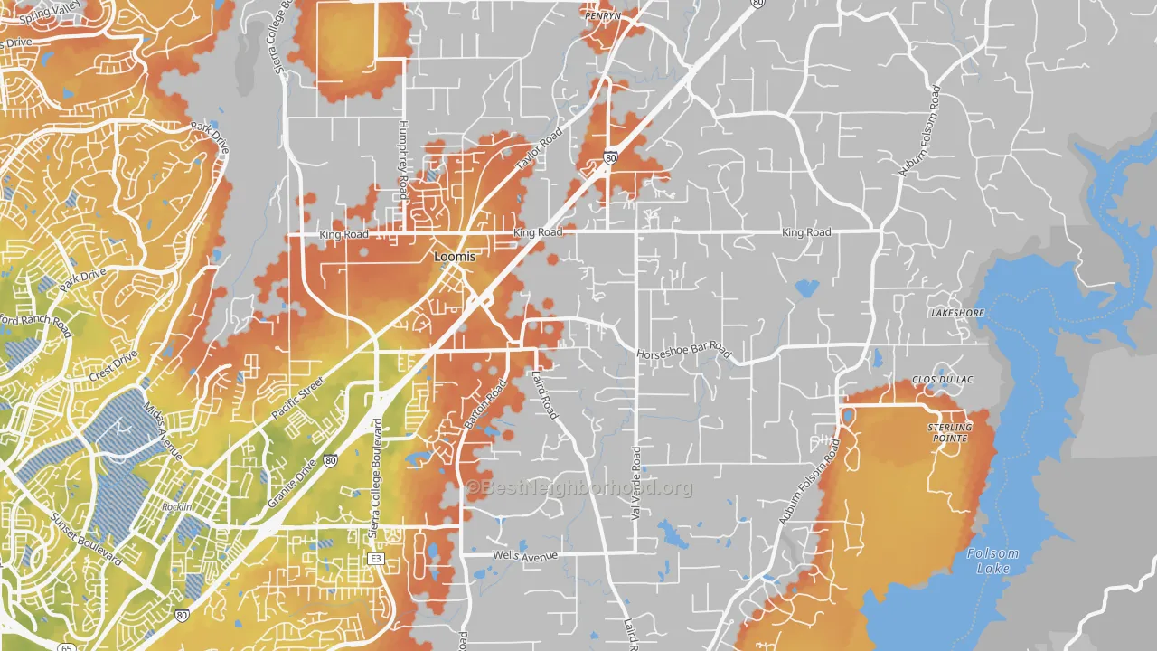 Bike Grade map of Loomis, CA
