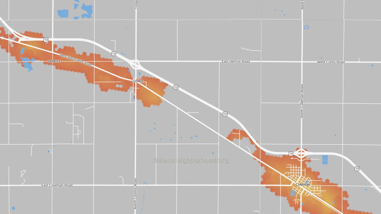 Bike Grade map of Loomis, MI