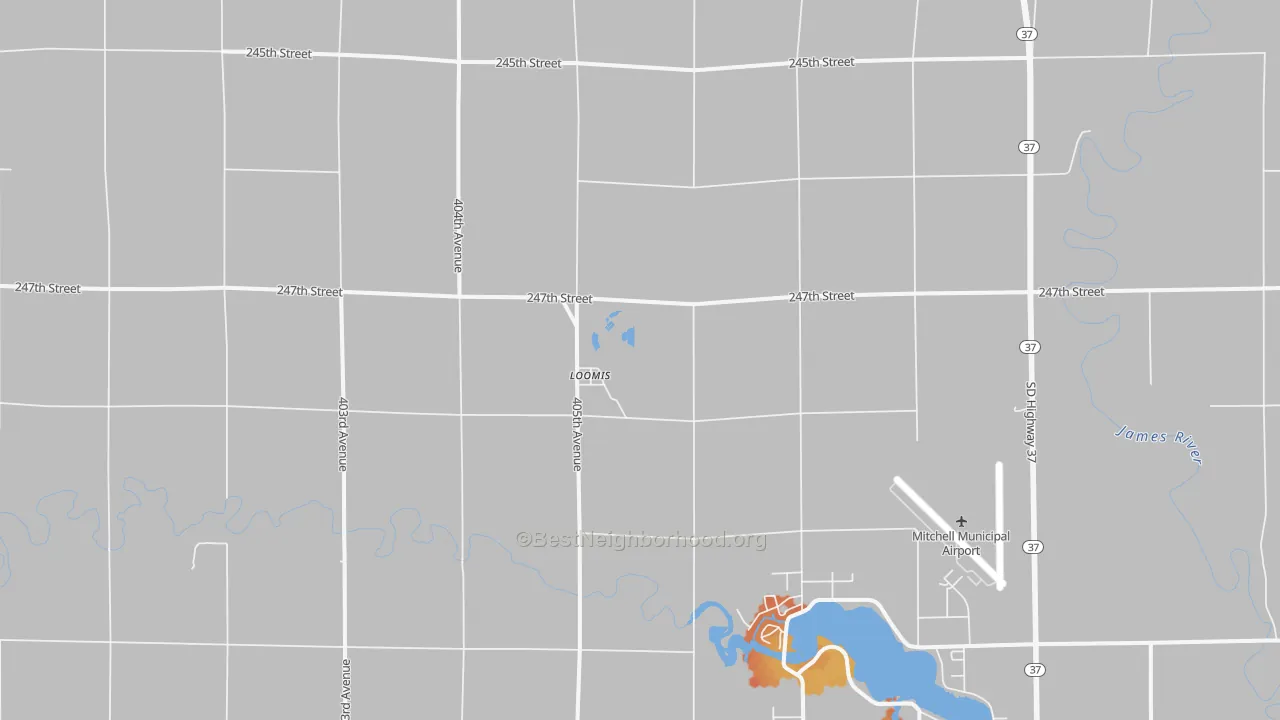 Bike Grade map of Loomis, SD