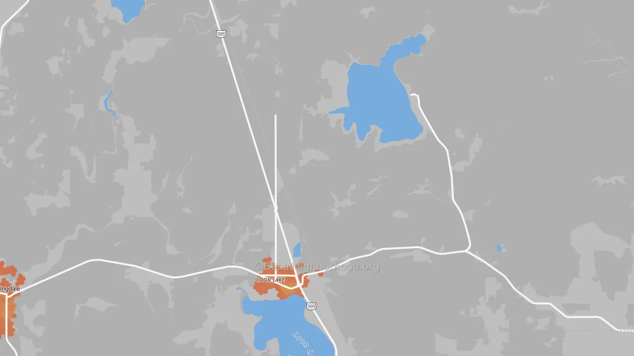 Bike Grade map of Loon Lake, WA