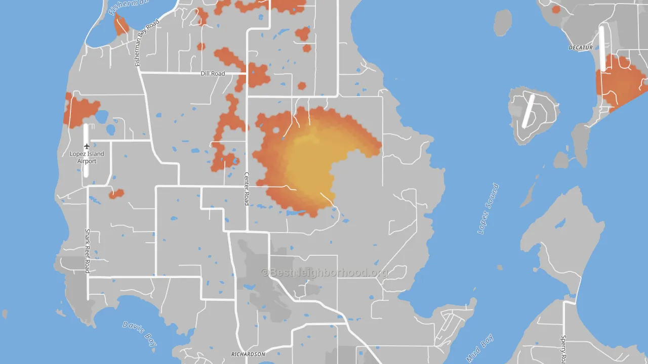 Bike Grade map of Lopez Island, WA