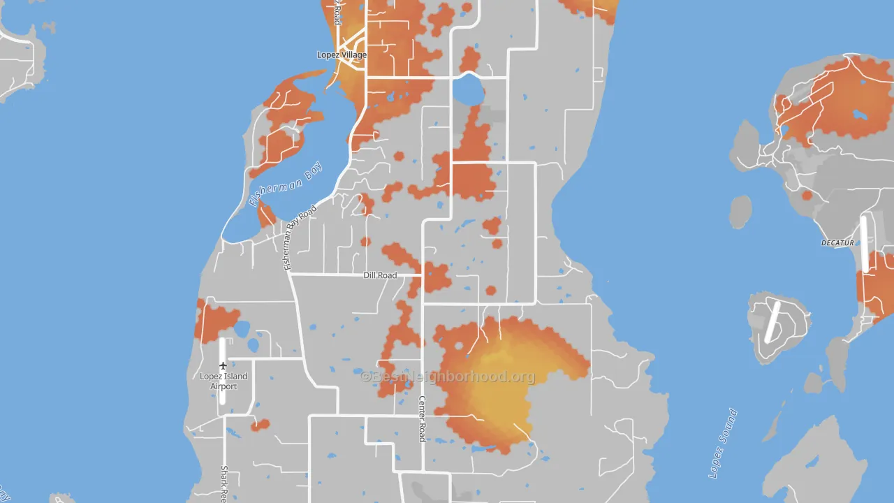 Bike Grade map of Lopez, WA