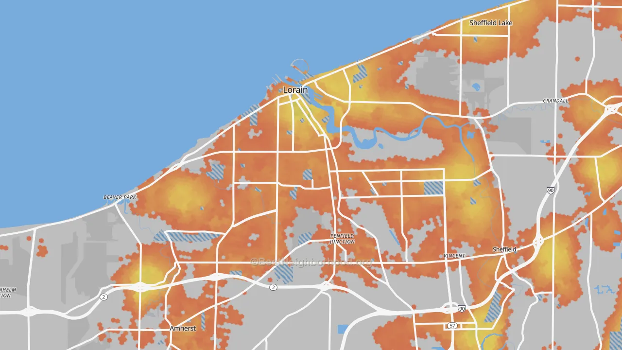 Bike Grade map of Lorain, OH
