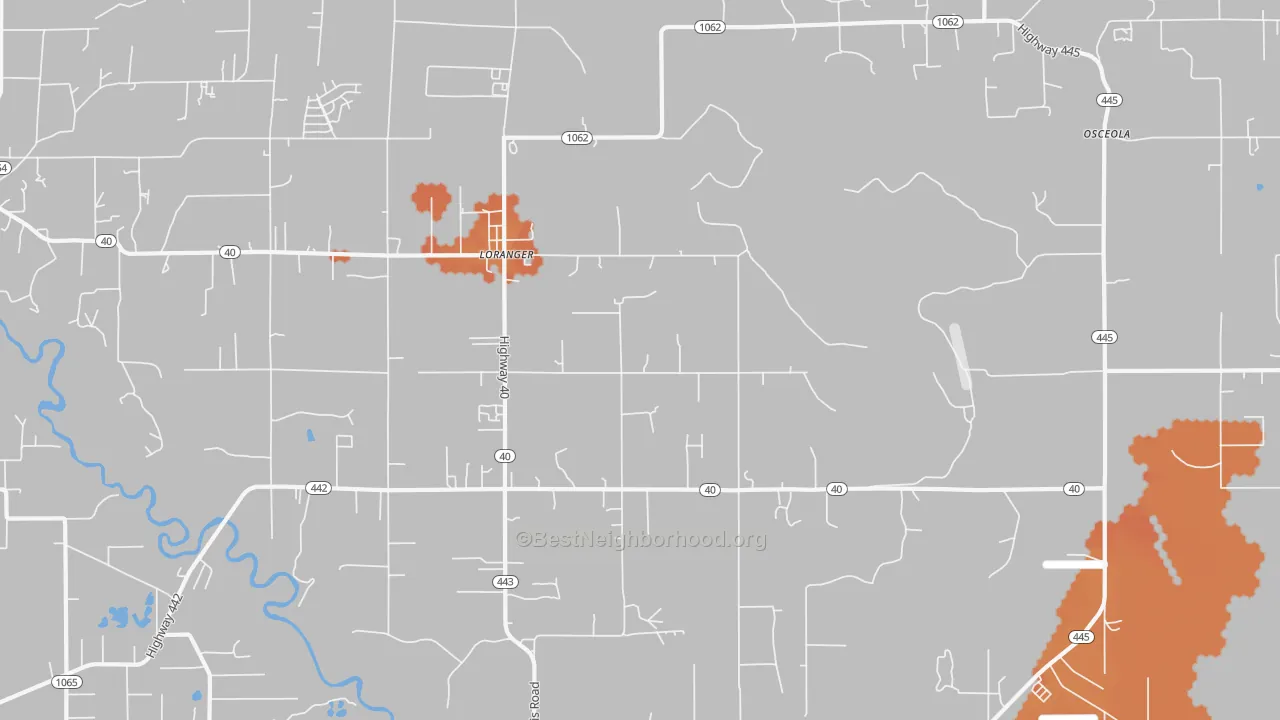 Bike Grade map of Loranger, LA