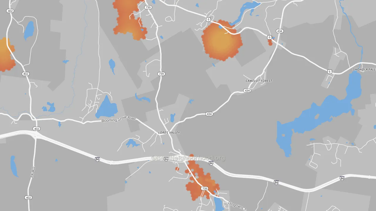 Bike Grade map of Lords Valley, PA