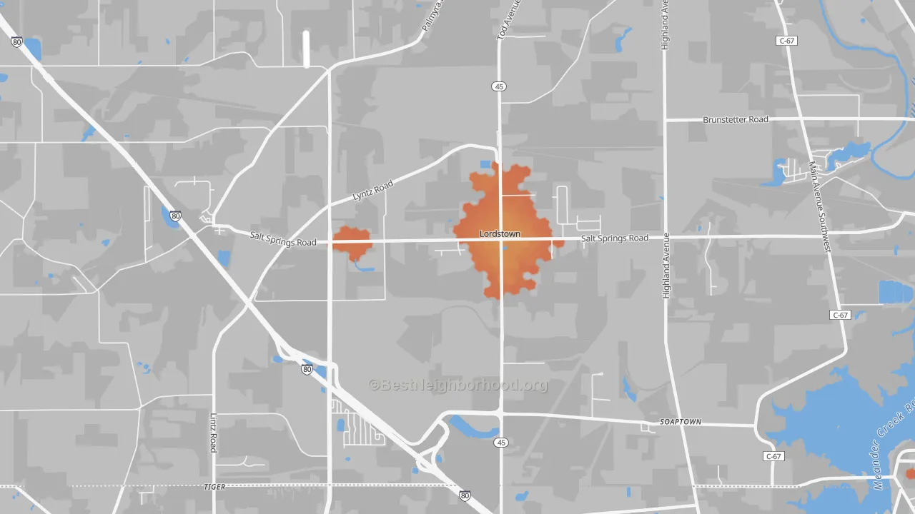 Bike Grade map of Lordstown, OH