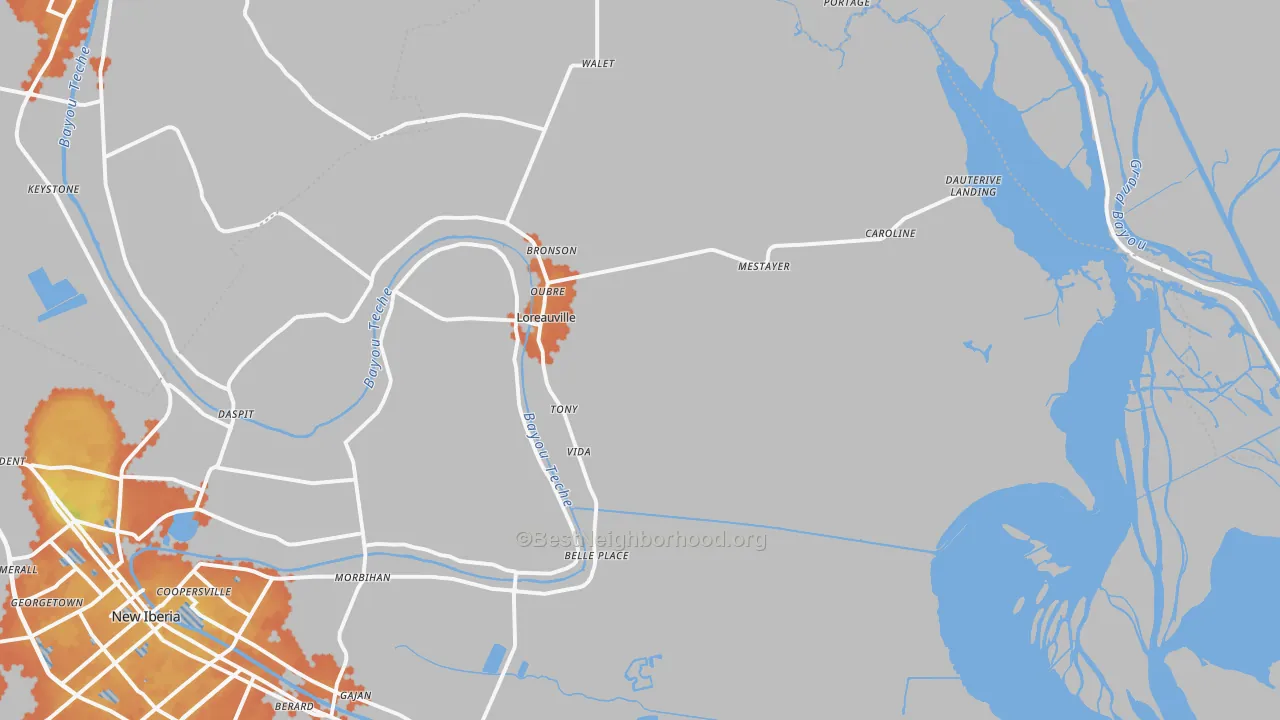 Bike Grade map of Loreauville, LA