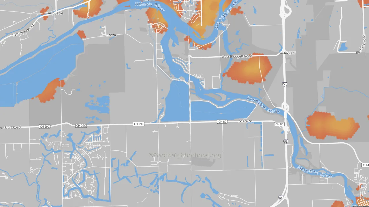 Bike Grade map of Lorenzo, IL
