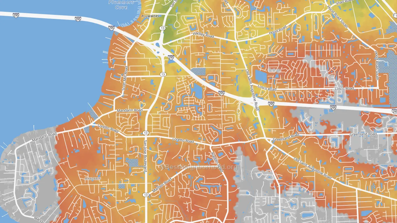 Bike Grade map of Loretto, Jacksonville, FL
