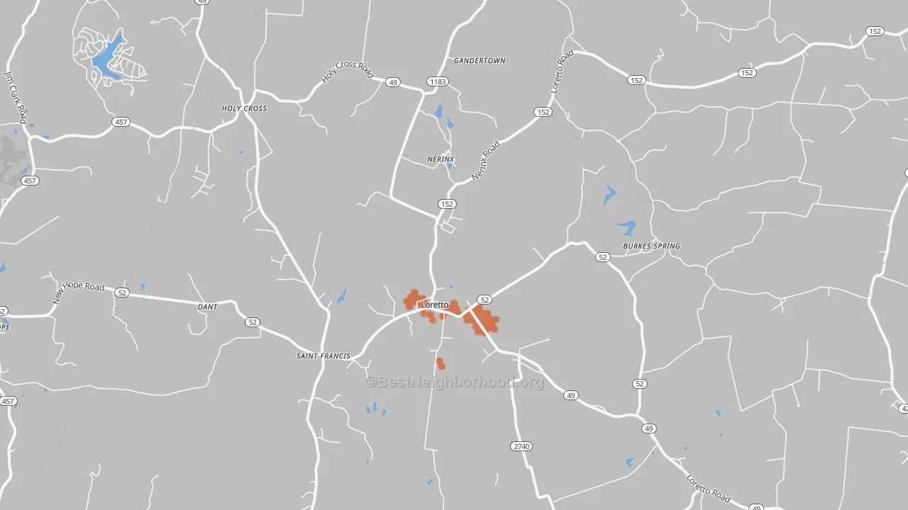 Bike Grade map of Loretto, KY