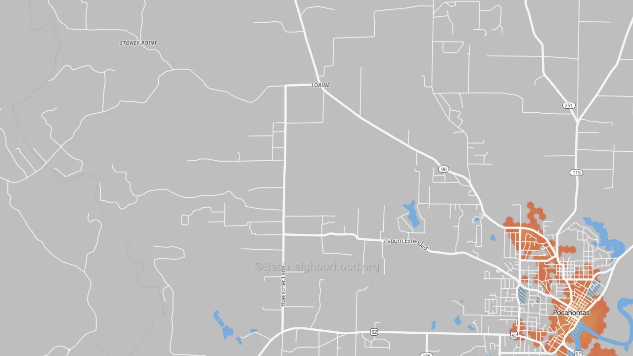 Bike Grade map of Lorine, AR