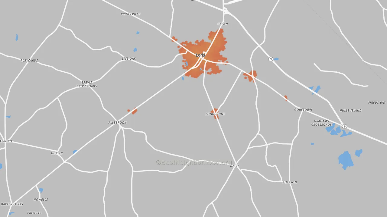 Bike Grade map of Loris, SC