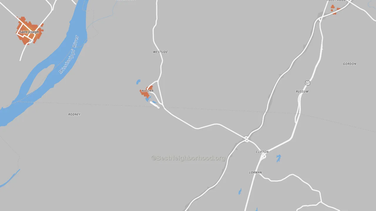 Bike Grade map of Lorman, MS