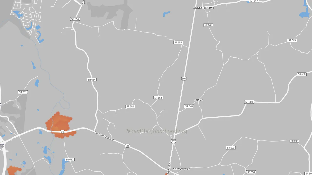 Bike Grade map of Lorne, VA