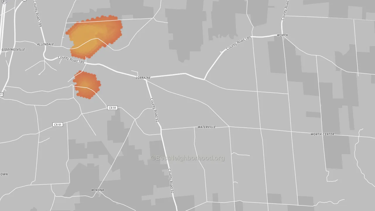 Bike Grade map of Lorraine, NY
