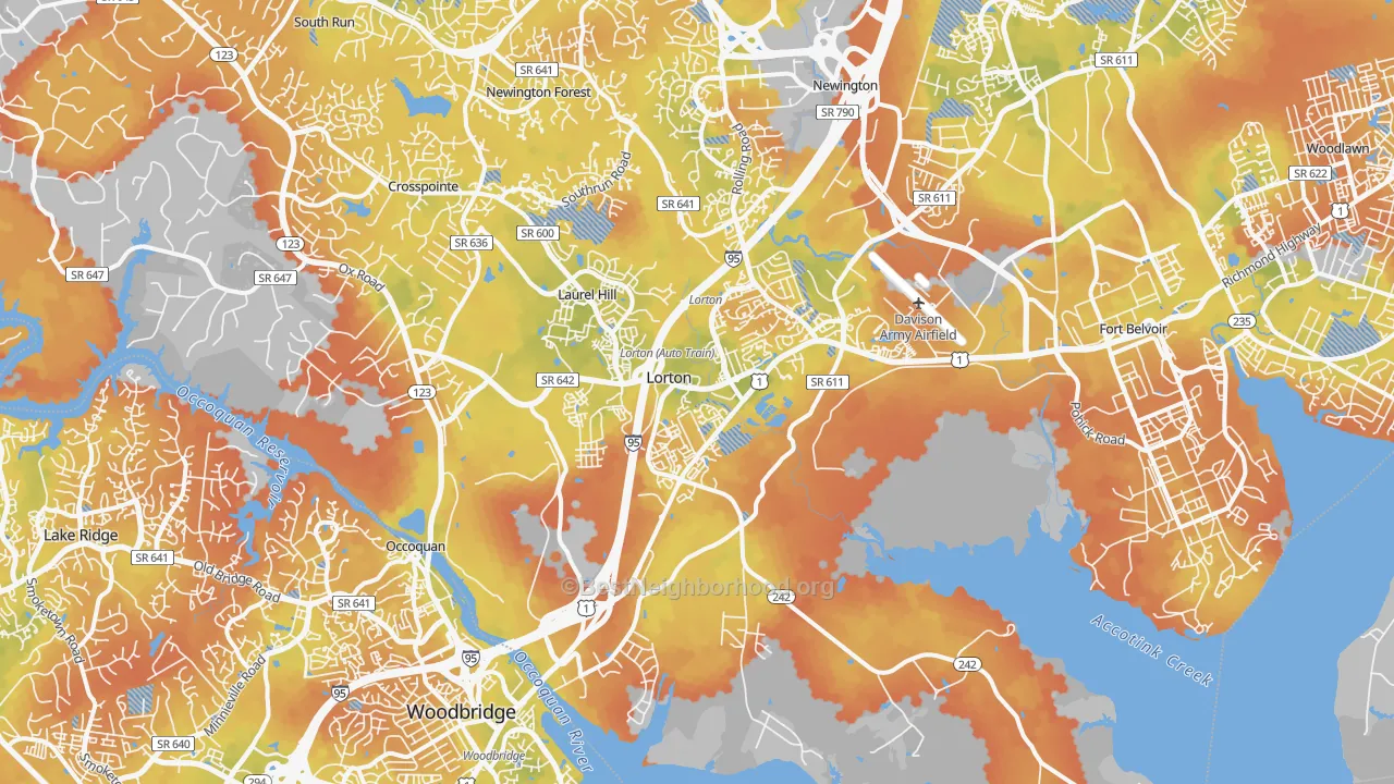 Bike Grade map of Lorton, VA