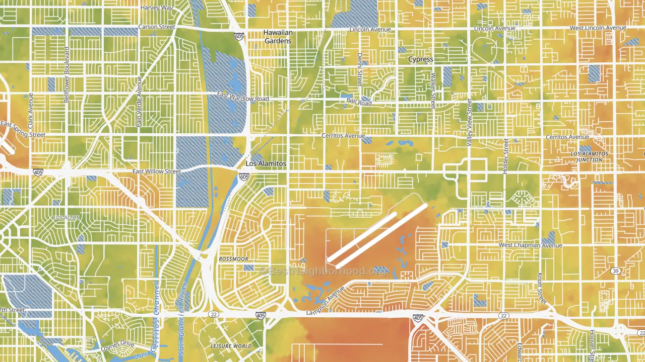 Bike Grade map of Los Alamitos, CA