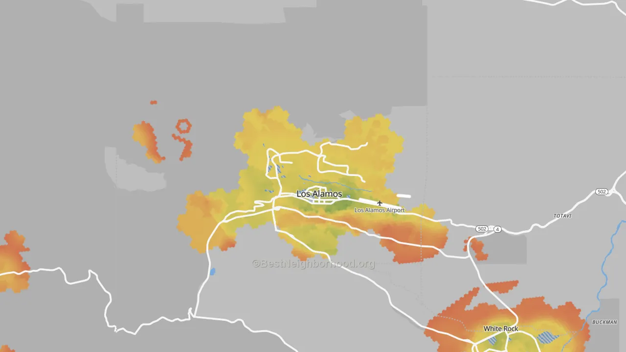 Bike Grade map of Los Alamos, NM
