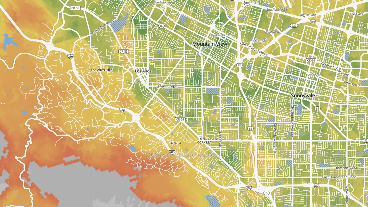 Bike Grade map of Los Altos, CA