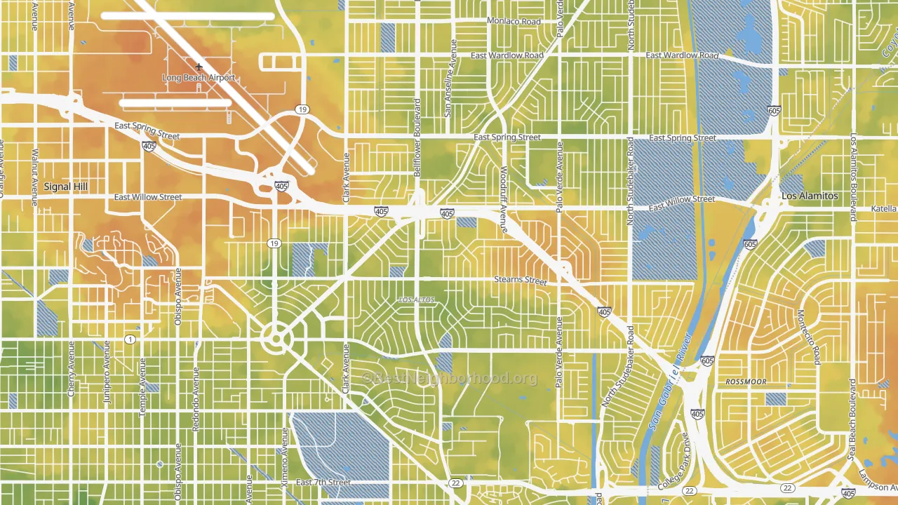 Bike Grade map of Los Altos, Long Beach, CA