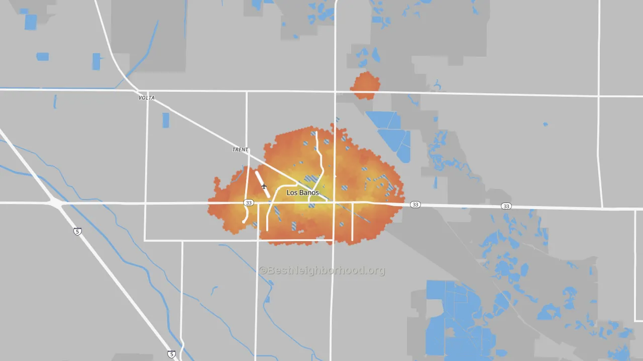 Bike Grade map of Los Banos, CA
