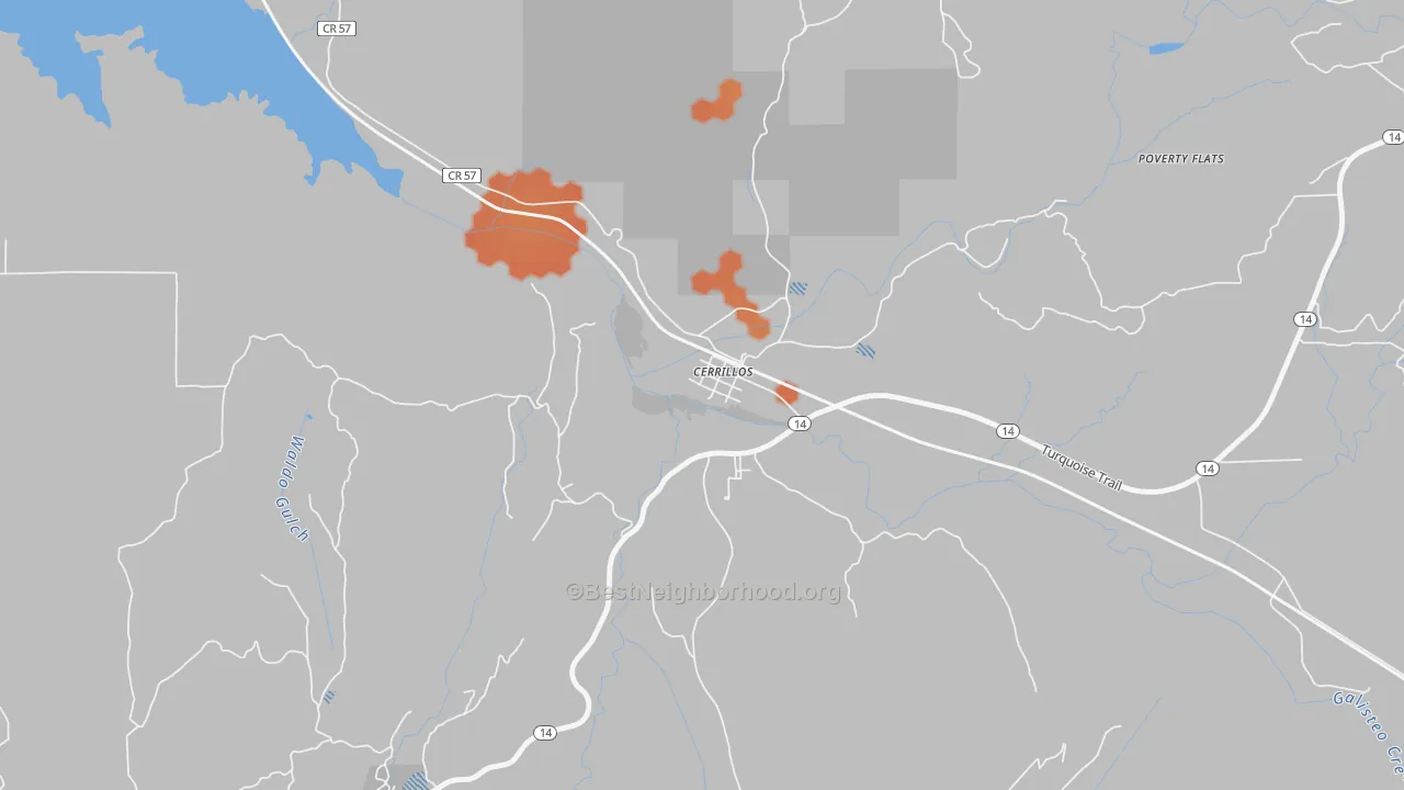 Bike Grade map of Los Cerrillos, NM