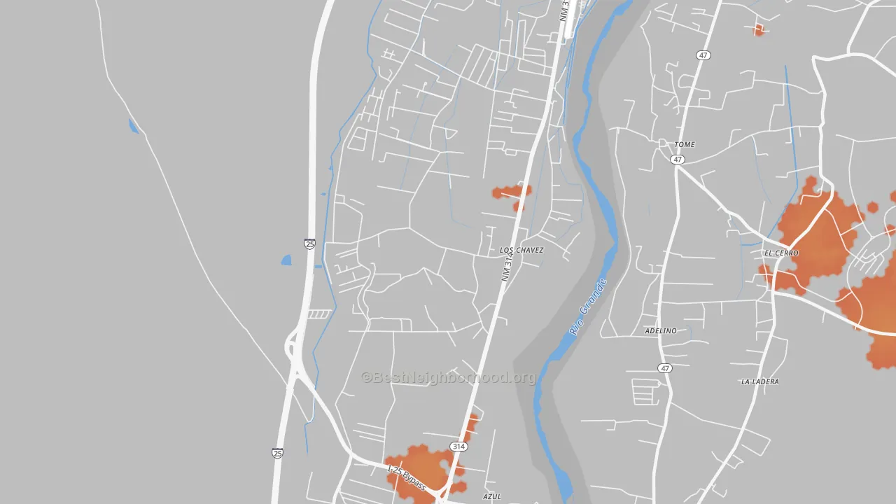 Bike Grade map of Los Chaves, NM