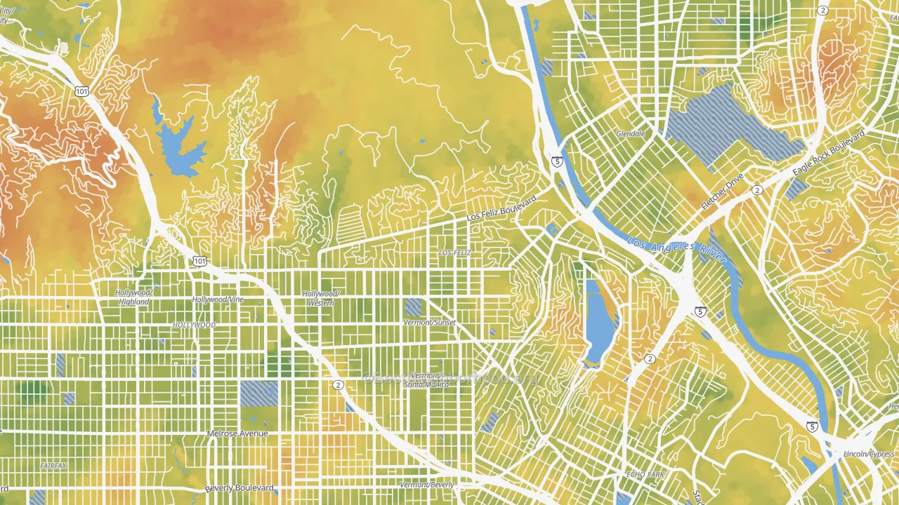 Bike Grade map of Los Feliz, Los Angeles, CA