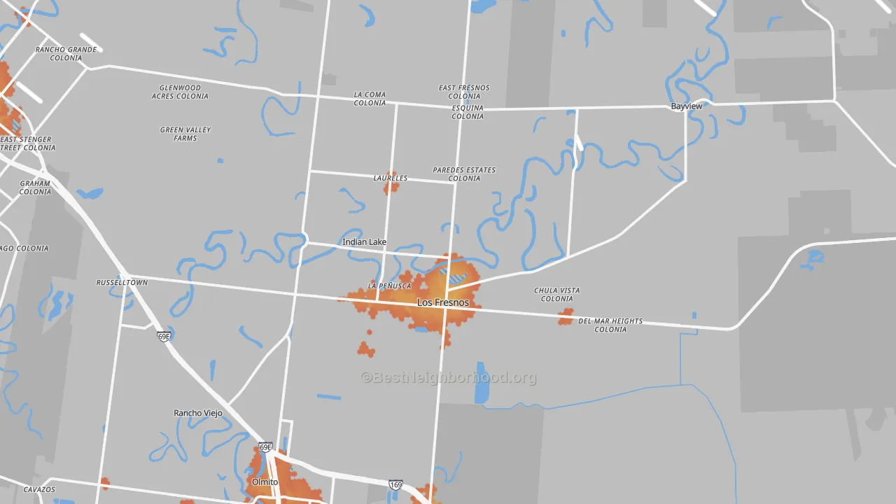 Bike Grade map of Los Fresnos, TX