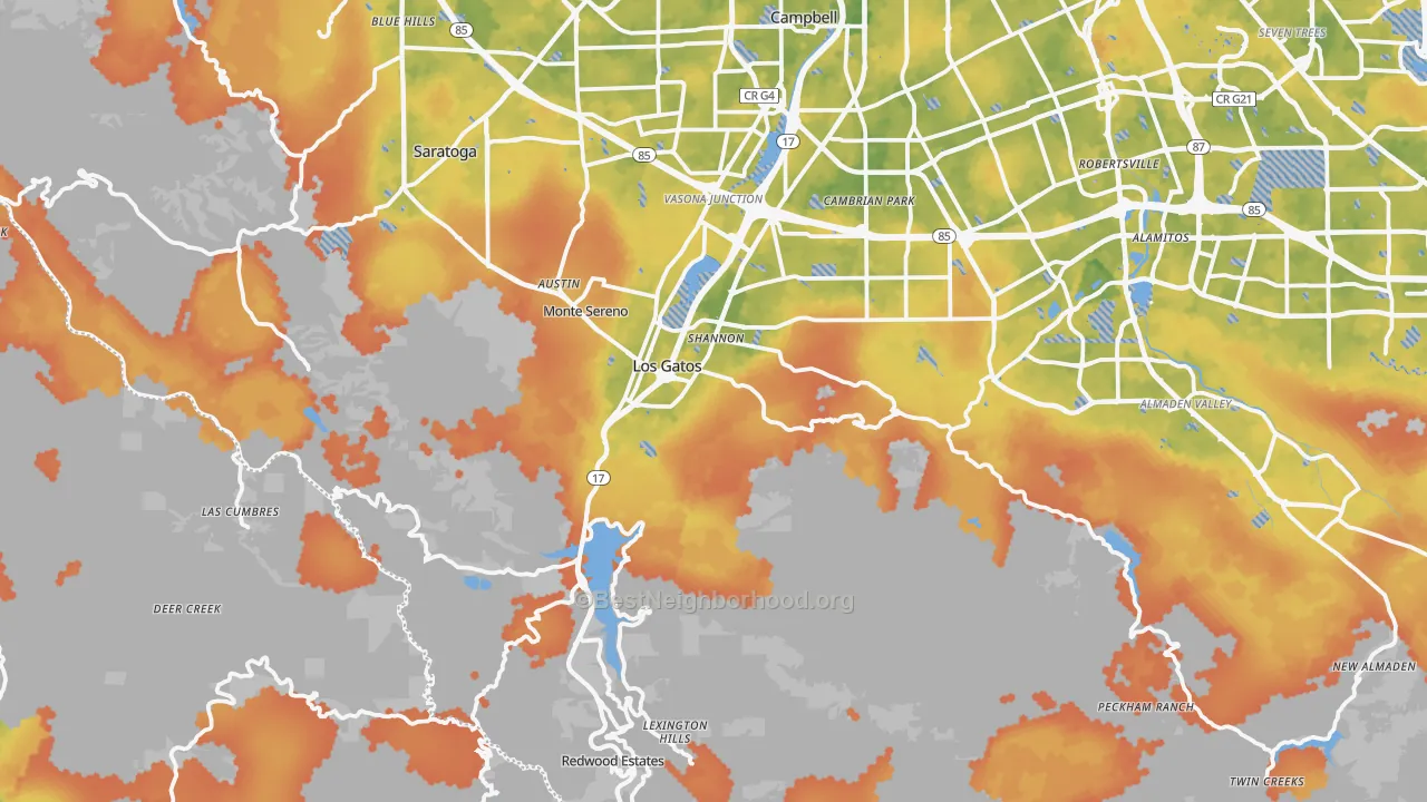 Bike Grade map of Los Gatos, CA