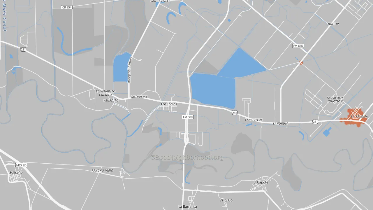 Bike Grade map of Los Indios, TX