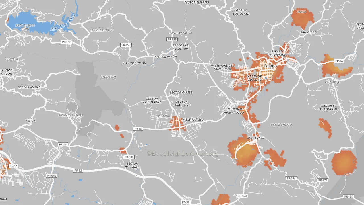 Bike Grade map of Los Llanos, PR
