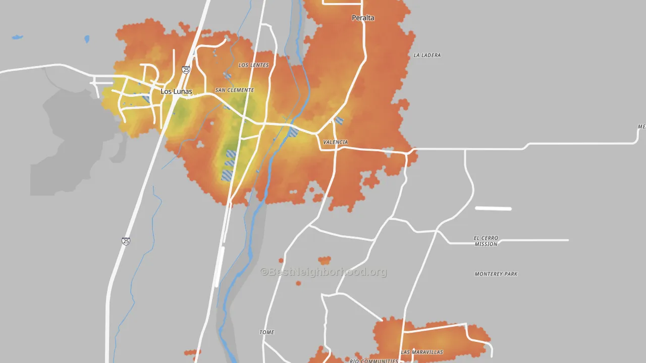 Bike Grade map of Los Lunas, NM