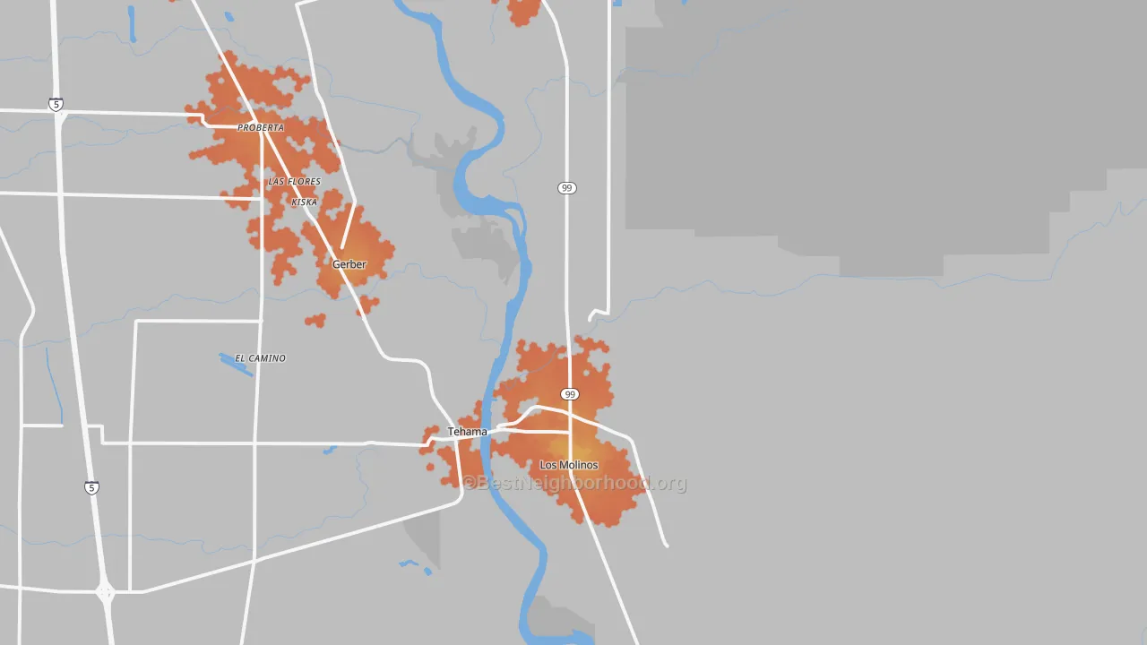 Bike Grade map of Los Molinos, CA