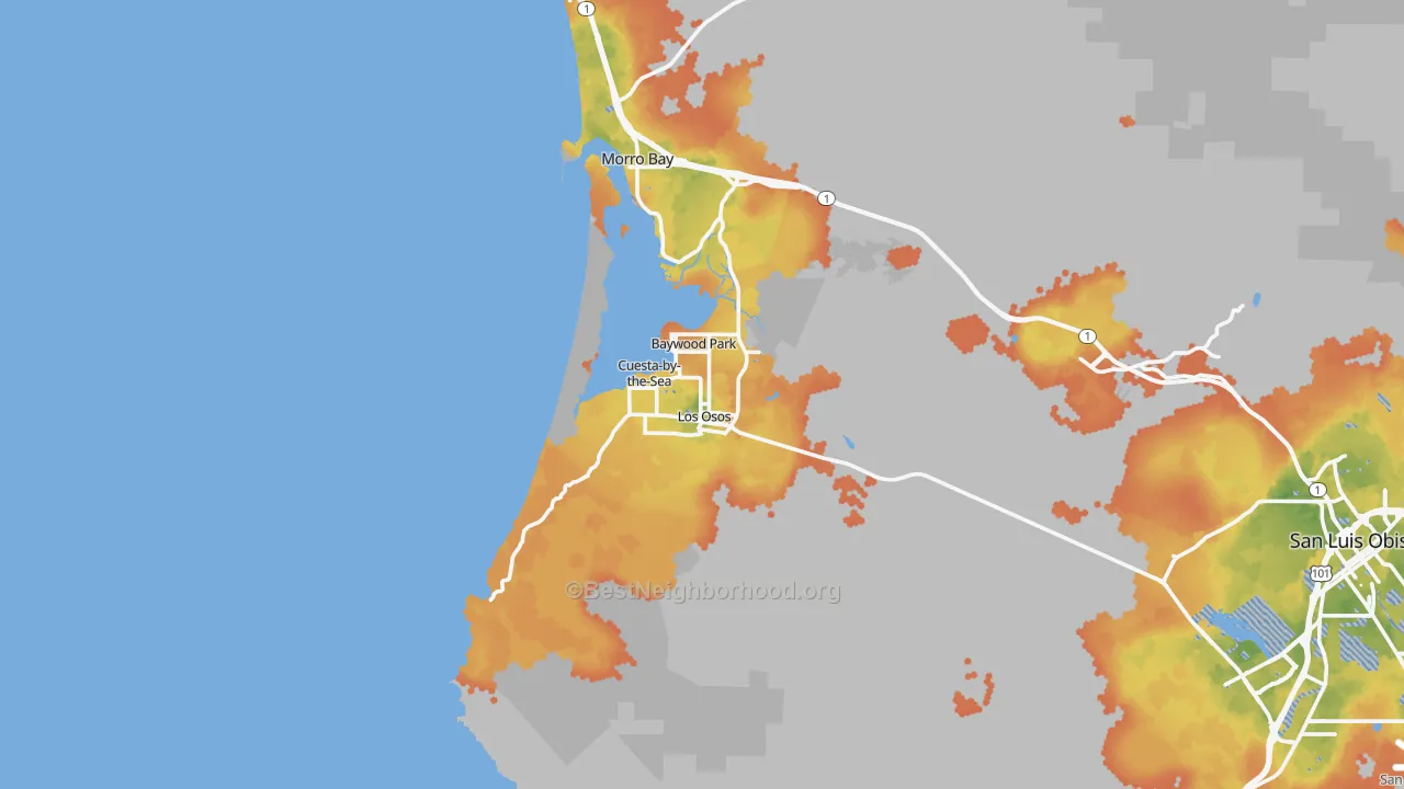 Bike Grade map of Los Osos, CA