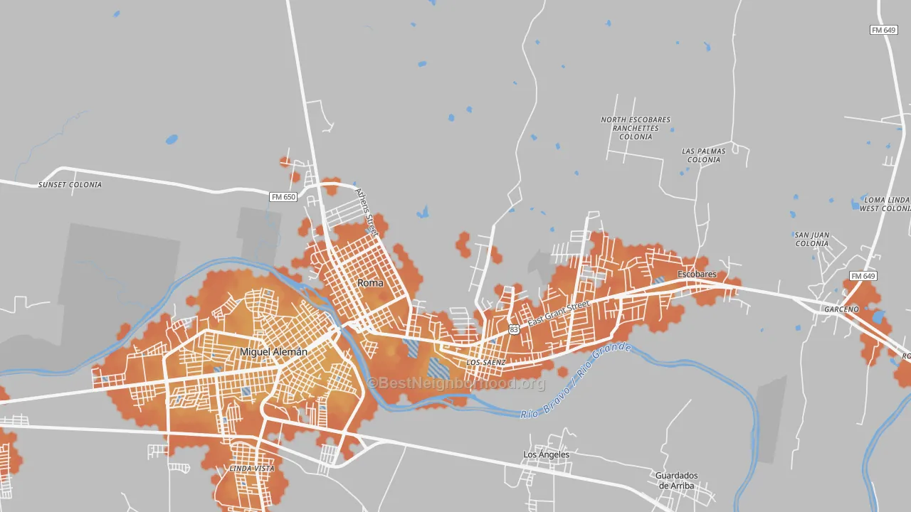Bike Grade map of Los Saenz, TX