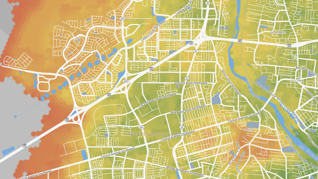 Bike Grade map of Los Volcanes, Albuquerque, NM