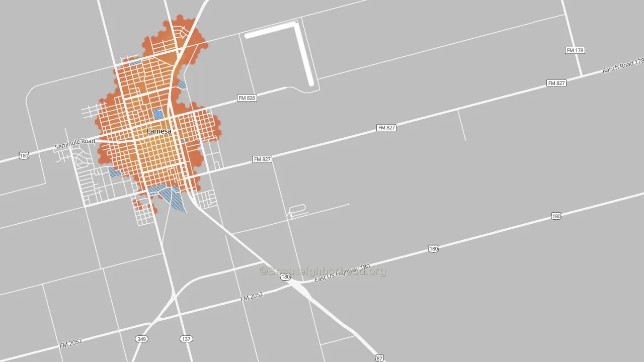 Bike Grade map of Los Ybanez, TX