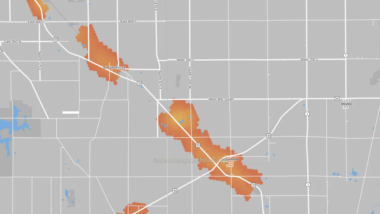 Bike Grade map of Losantville, IN
