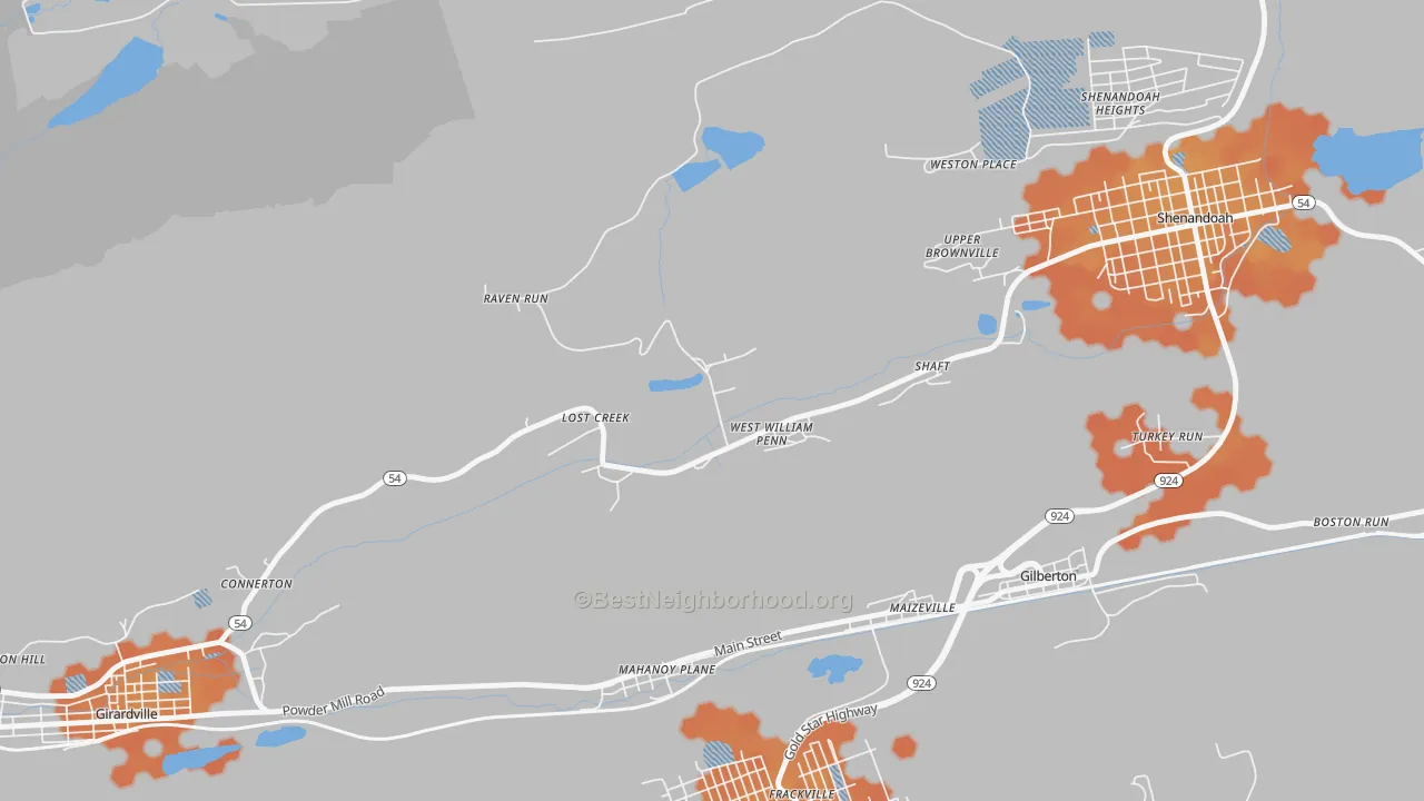 Bike Grade map of Lost Creek, PA