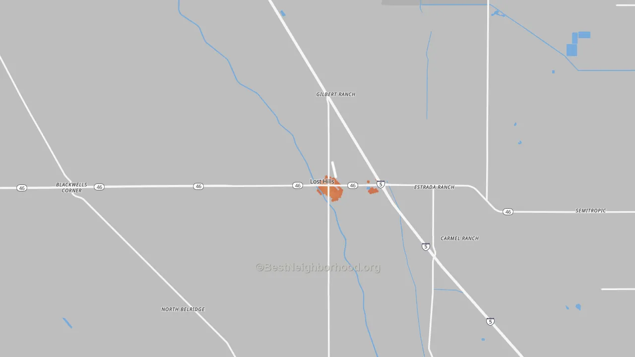 Bike Grade map of Lost Hills, CA