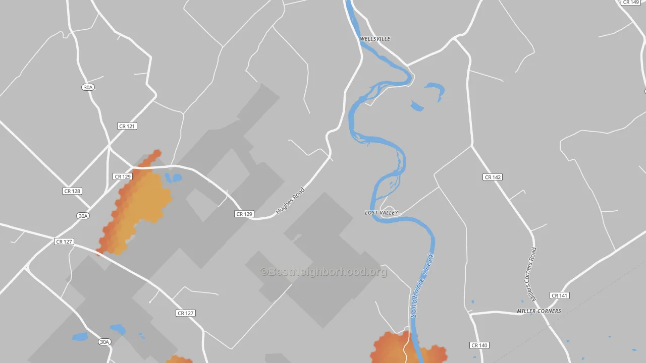 Bike Grade map of Lost Valley, NY