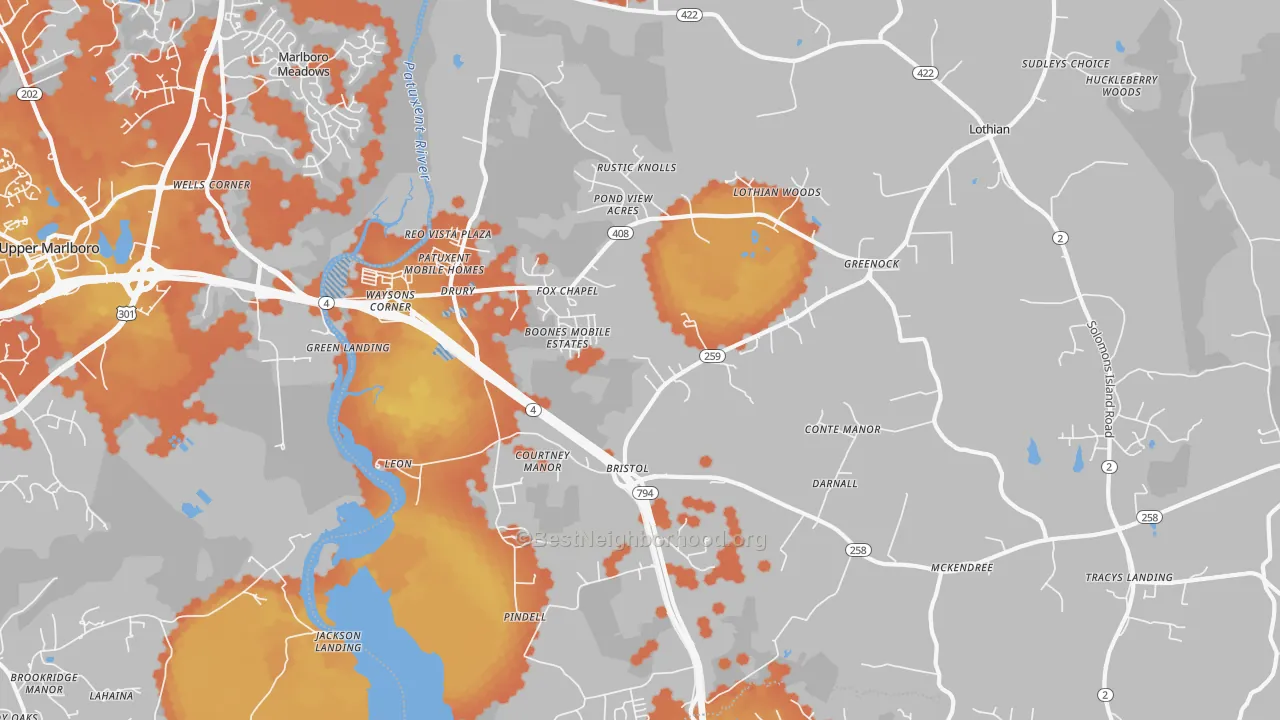 Bike Grade map of Lothian, MD